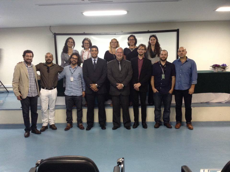 Professores do BRI/UFABC juntamente de professores da UNIFESP e representantes do CAF, Oswaldo Lopez e do BID, Luciano Schweizer ,após uma palestra sobre Bancos de Desenvolvimento na América Latina
